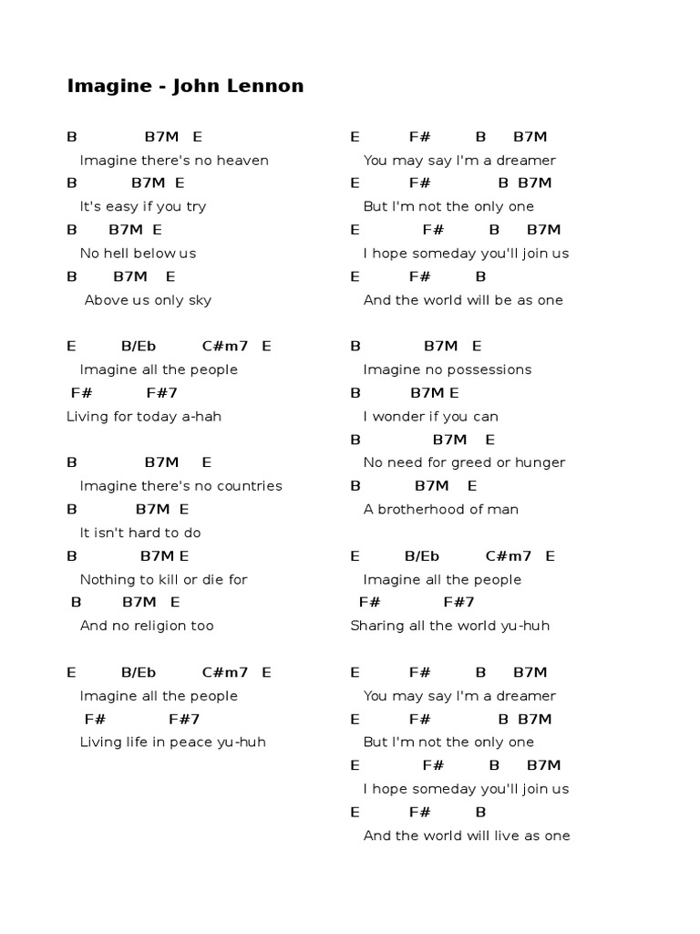 Imagine - John Lennon | PDF | Language Arts & Discipline | Art
