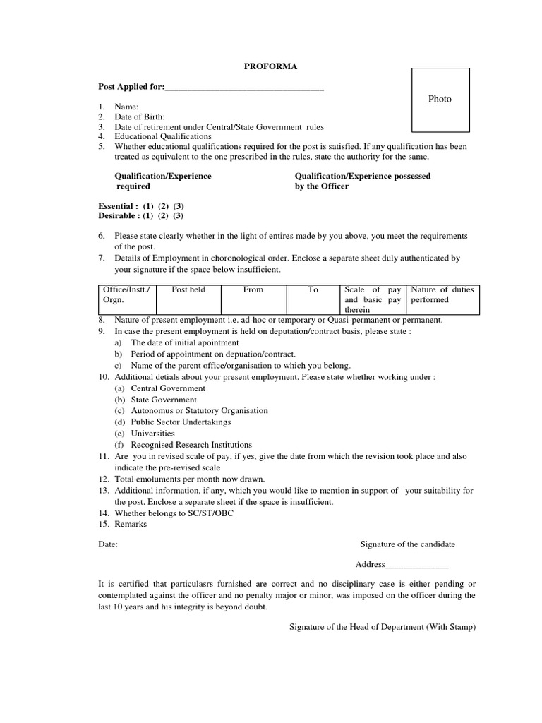 Application Form for Post Applied For | PDF | Career & Growth