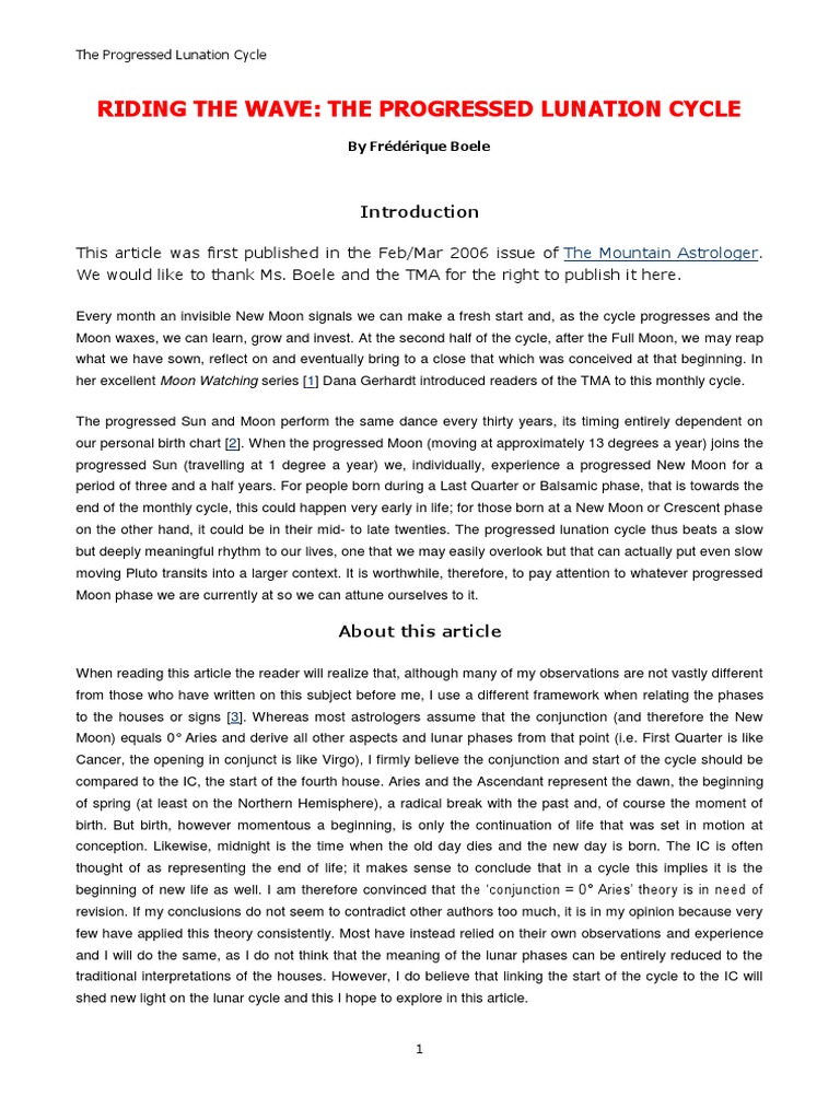 Understanding the Progressed Lunation Cycle | PDF | Moon