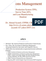 Operations Management: Toyota Production System (TPS), Just-in-Time (JIT), and Lean Manufacturing Handout