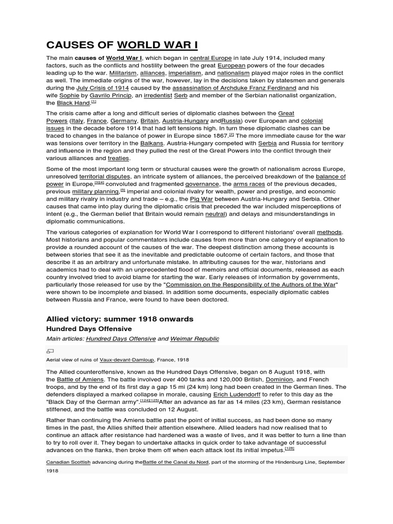 Causes of World War I: Allied Victory: Summer 1918 Onwards | PDF ...