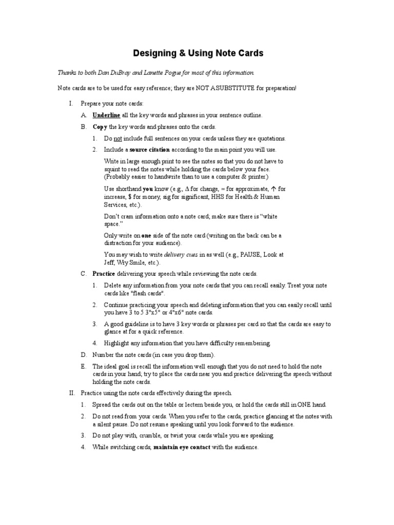 Designing & Using Note Cards: Thanks To Both Dan Dubray and Lanette ...