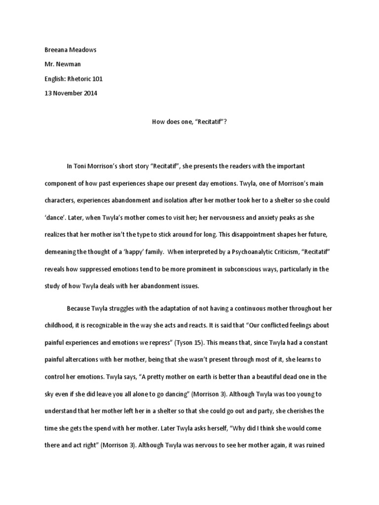 Toni Morrison Recitatif