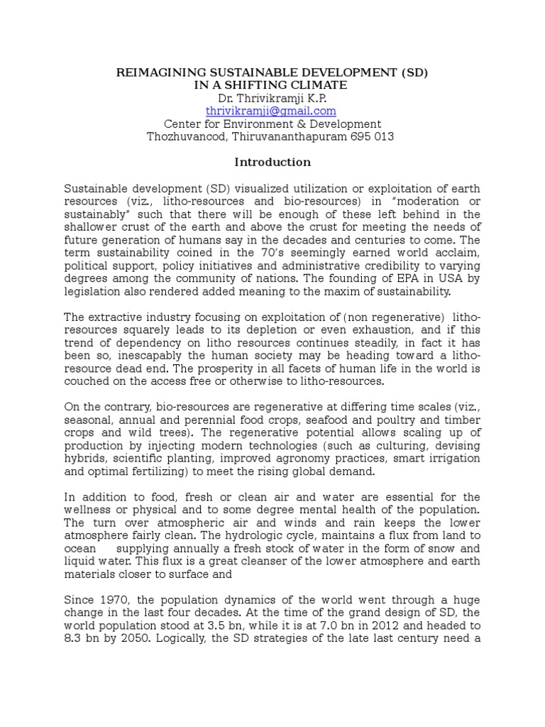 Sustainable Development in Climate Change | PDF | Sustainability ...