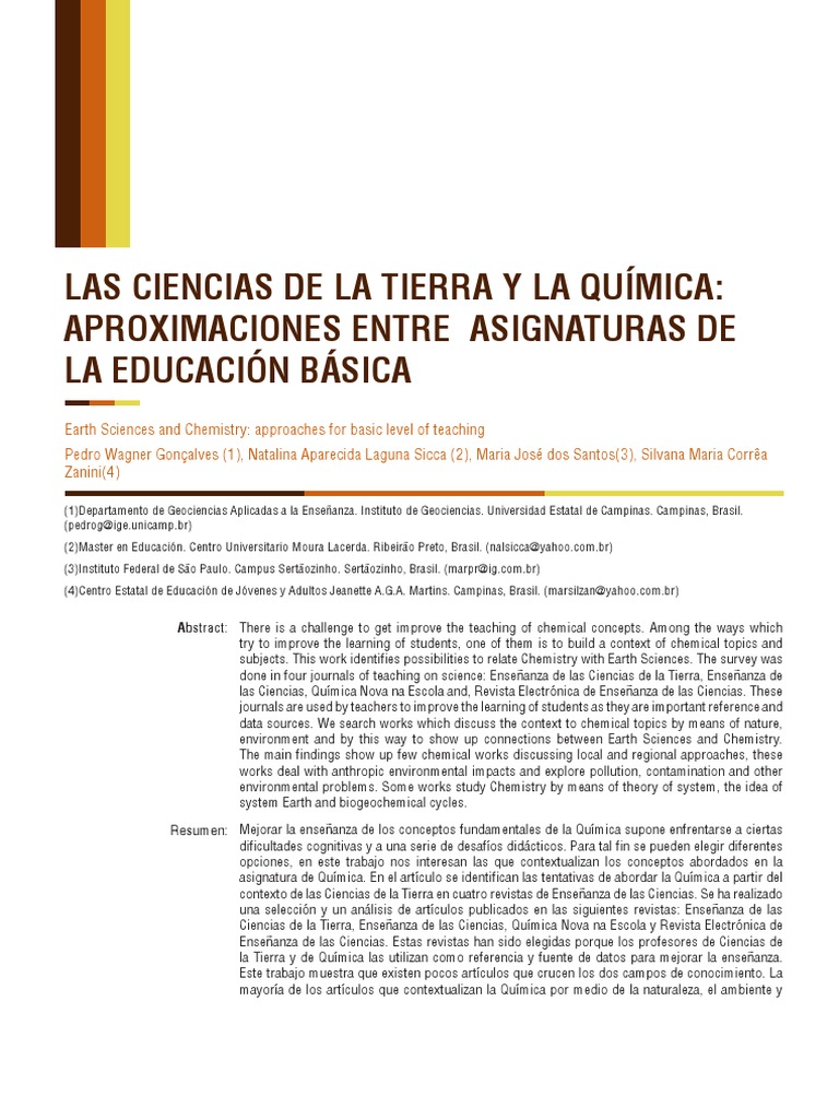 Las Ciencias De La Tierra Y La Química