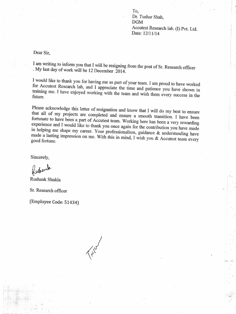 Resignation Letter | PDF