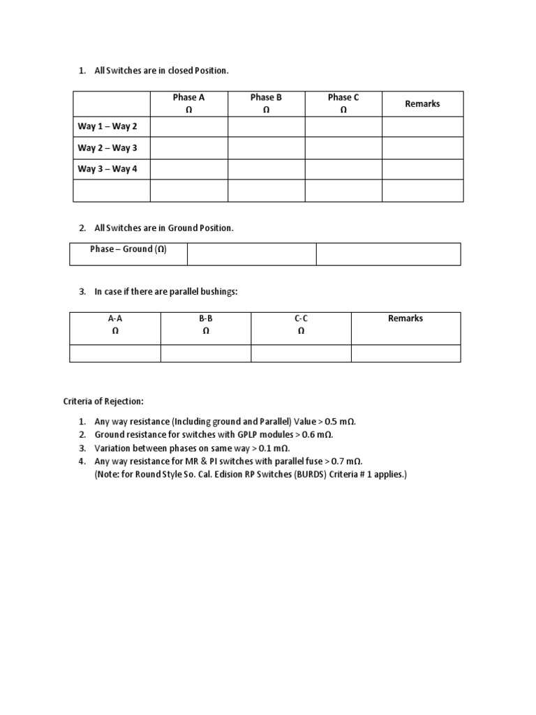 Switch Resistance Testing Criteria | PDF