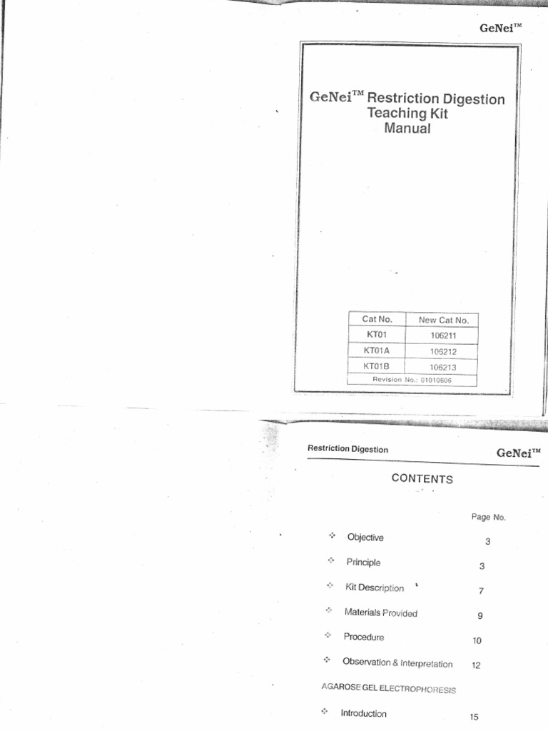 GeNei Restriction Digestion Teaching Kit | PDF