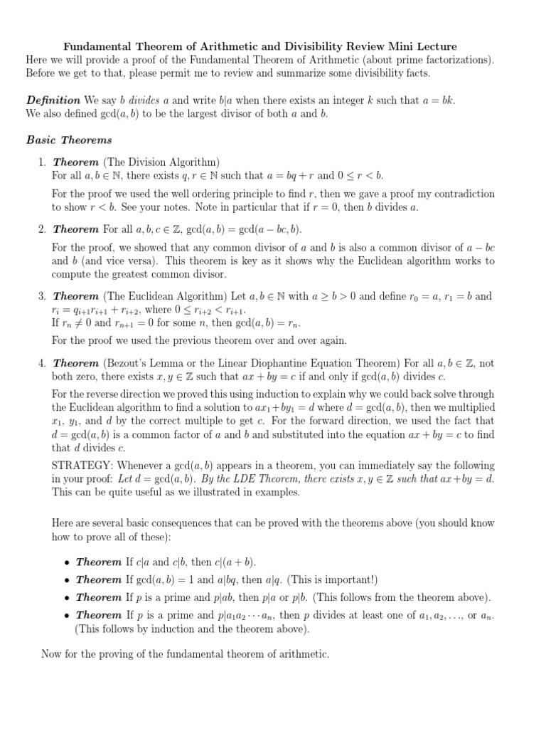 Fundamental Theorem of Arithmetic | PDF | Prime Number | Factorization