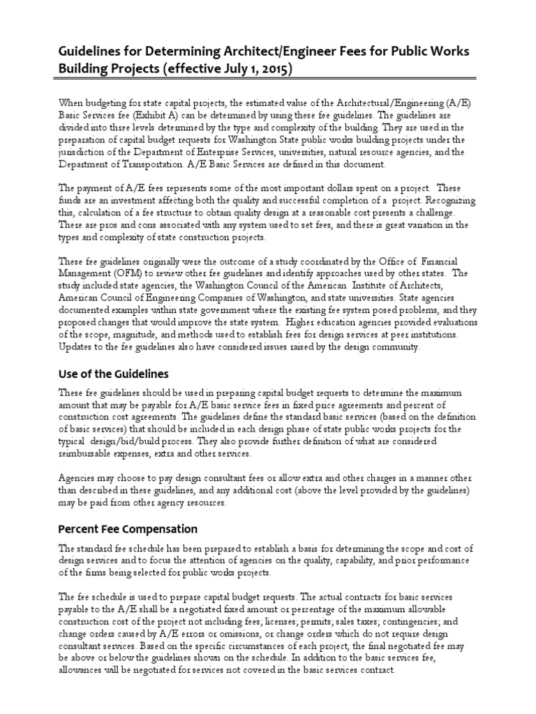 Guidelines For Determining Architect-Engineering Fees | PDF | Architect ...
