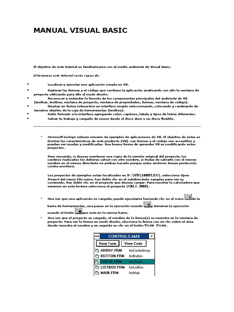Manual de Visual Basic y Proyectos Ejemplares | PDF | Ventana ...
