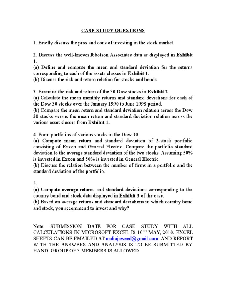 Case Study Questions RR SC | PDF | Finance & Money Management