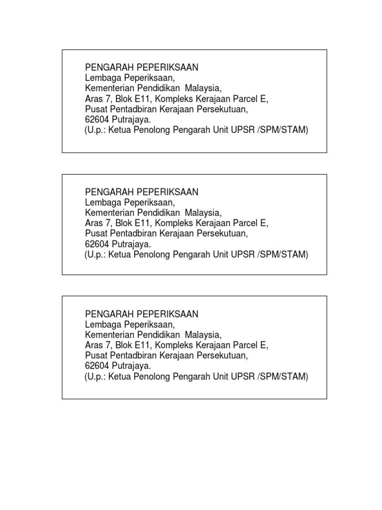 Alamat Pengarah Peperiksaan Pdf