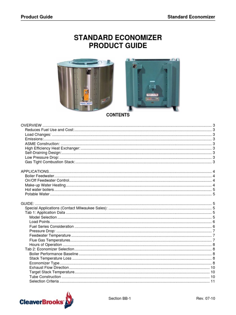 Standard Economizer Product Guide | PDF | Boiler | Water Heating