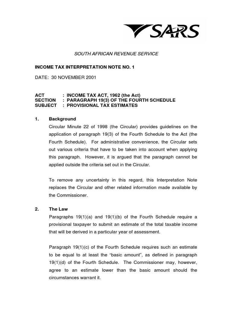 South Africa Tax Provisional Tax Extimates Tax Taxes