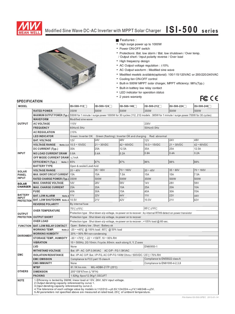 ISI-500 Modified Sine Wave Inverter | PDF | Power Inverter | Battery ...