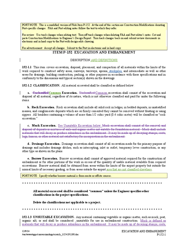 Unclassified Excavation Guidelines P-152 | PDF | Soil | Nature