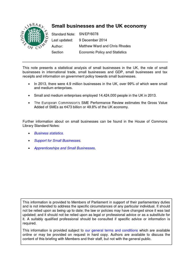Impact of Small Businesses on UK Economy | PDF | Small And Medium Sized ...