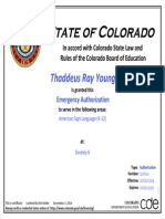 Colorado Teaching Certificate142314