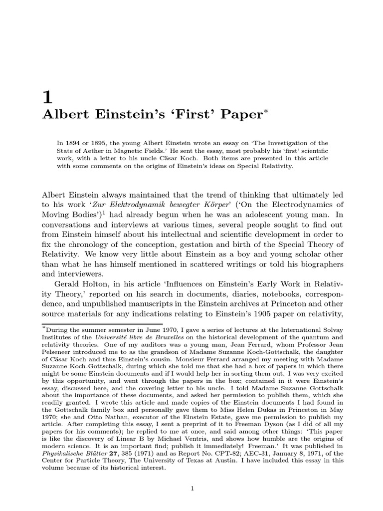 einstein first research paper
