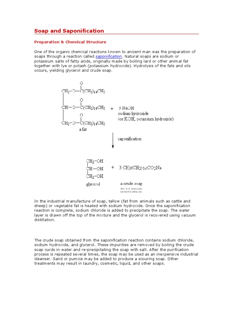 Soap and Saponification | PDF | Soap | Sodium Hydroxide