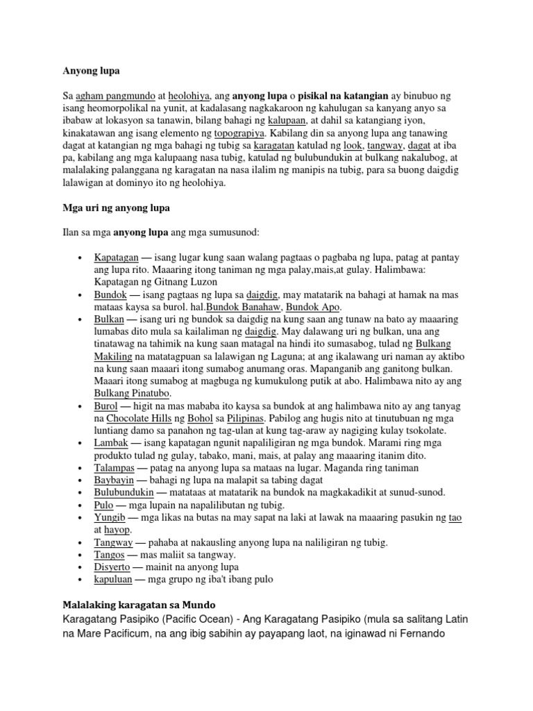 Anyong Lupa | PDF