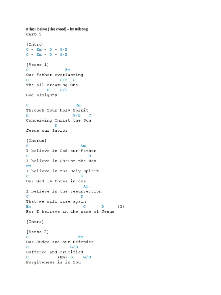 Hillsong "This I Believe" Lyrics | PDF