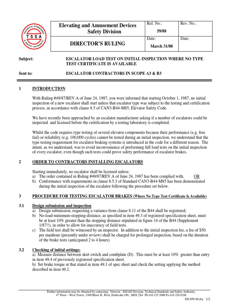 Escalator Load Test on Initial Inspection Escalator Safety
