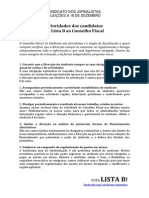 Prioridades dos candidatos da Lista B ao Conselho Fiscal