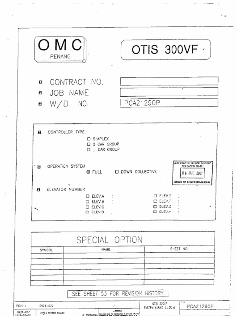 OTIS Elevator 3200 Drawings