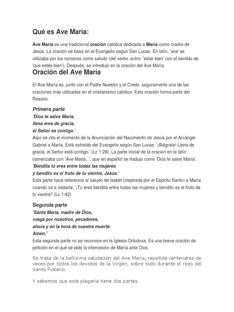 Ave Maria | PDF | María, madre de Jesús | Oración