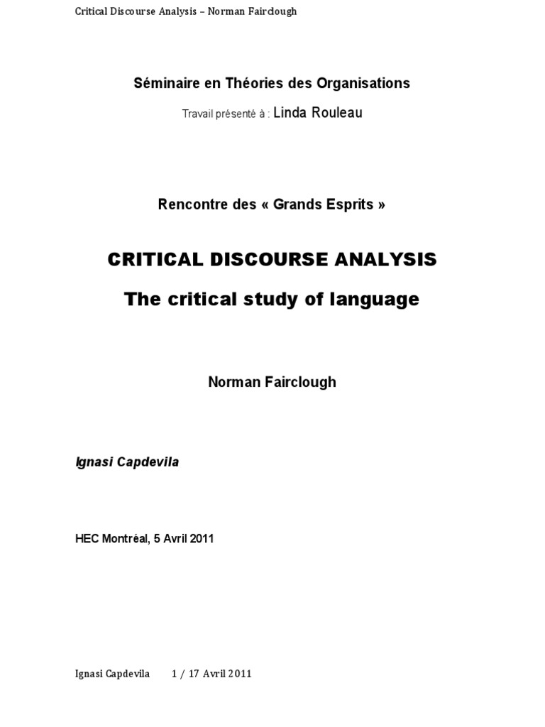 Critical Discourse Analysis Overview | PDF | Discourse | Ideologies