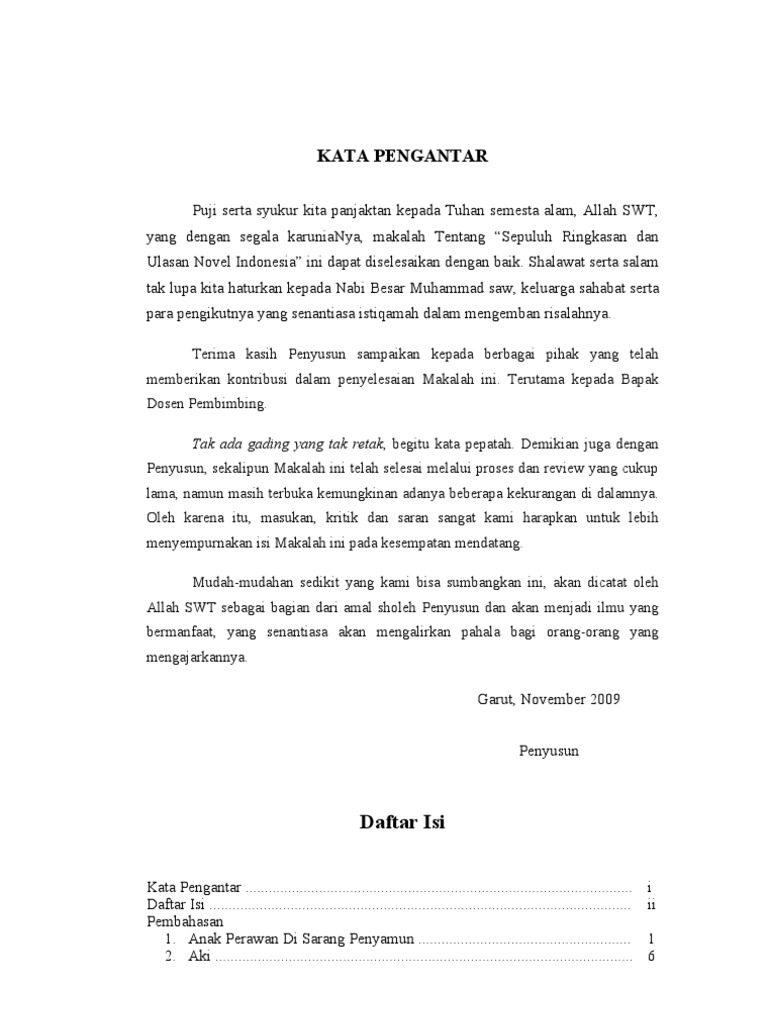 Contoh Kata Pengantar Buku Novel - Untaian Kata 2019