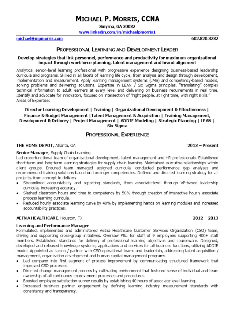 Learning & Development Leader Resume | PDF | Strategic Management ...