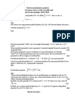 Test La Matematica Pentru Teza de Iarna Clasa A XII-a Profil Real Anul de Invatamint 2014-2015