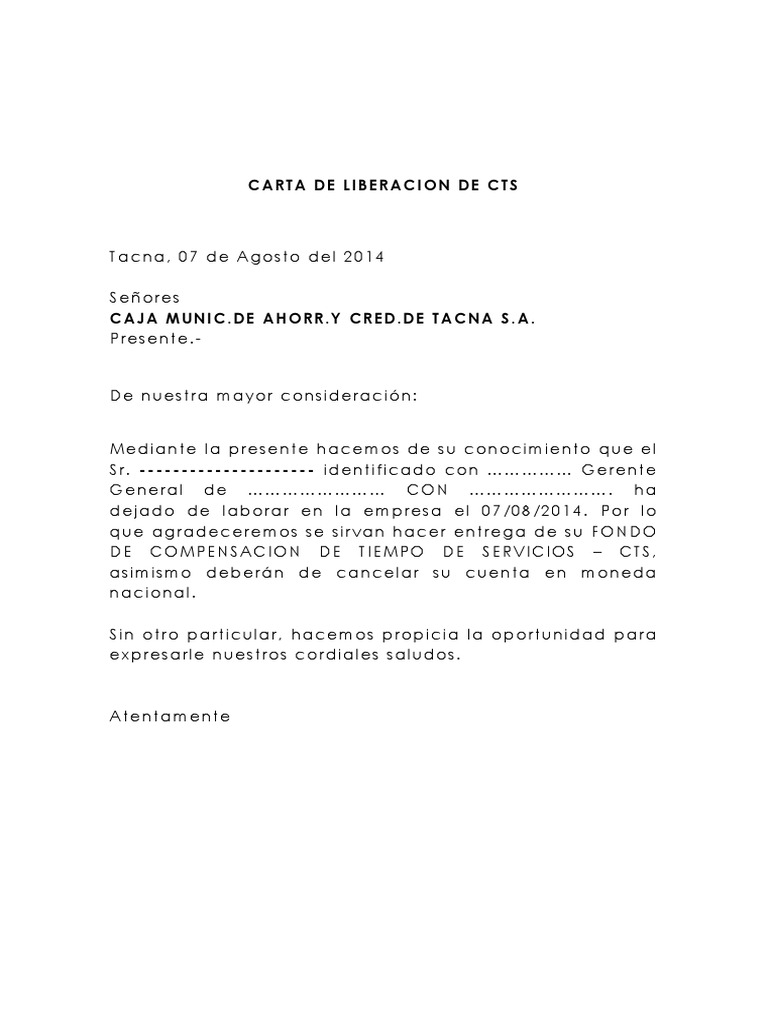 Modelo De Carta Para Retiro De Cts 2024 vrogue.co