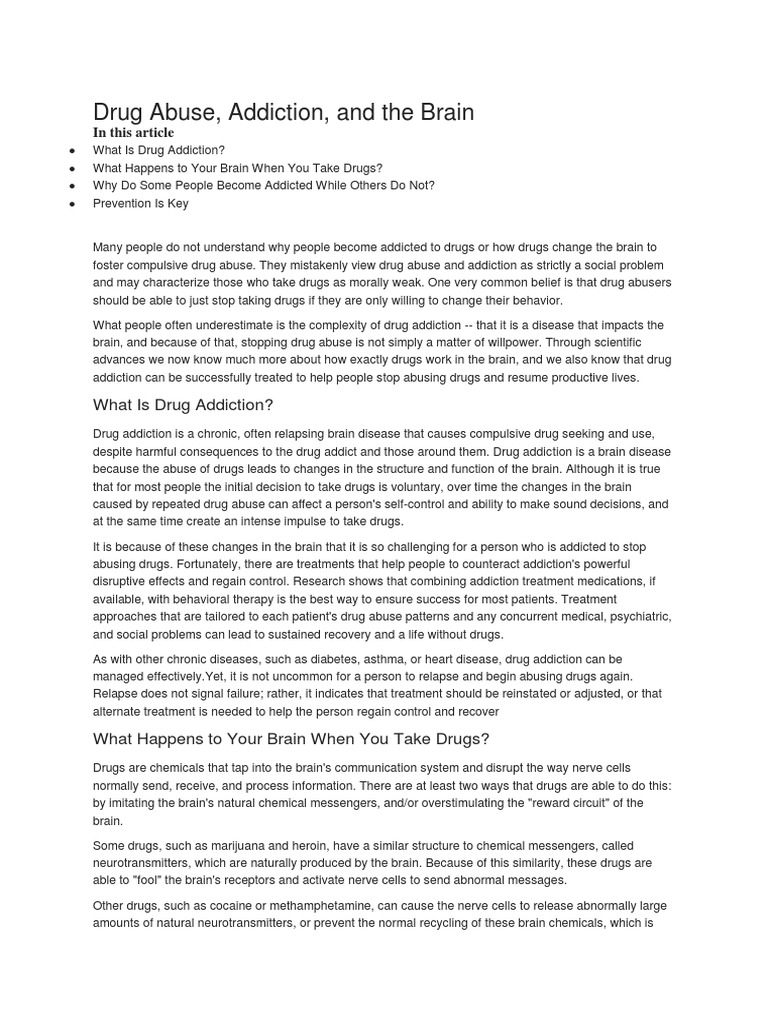 Understanding Drug Addiction and Prevention | PDF | Substance Use ...