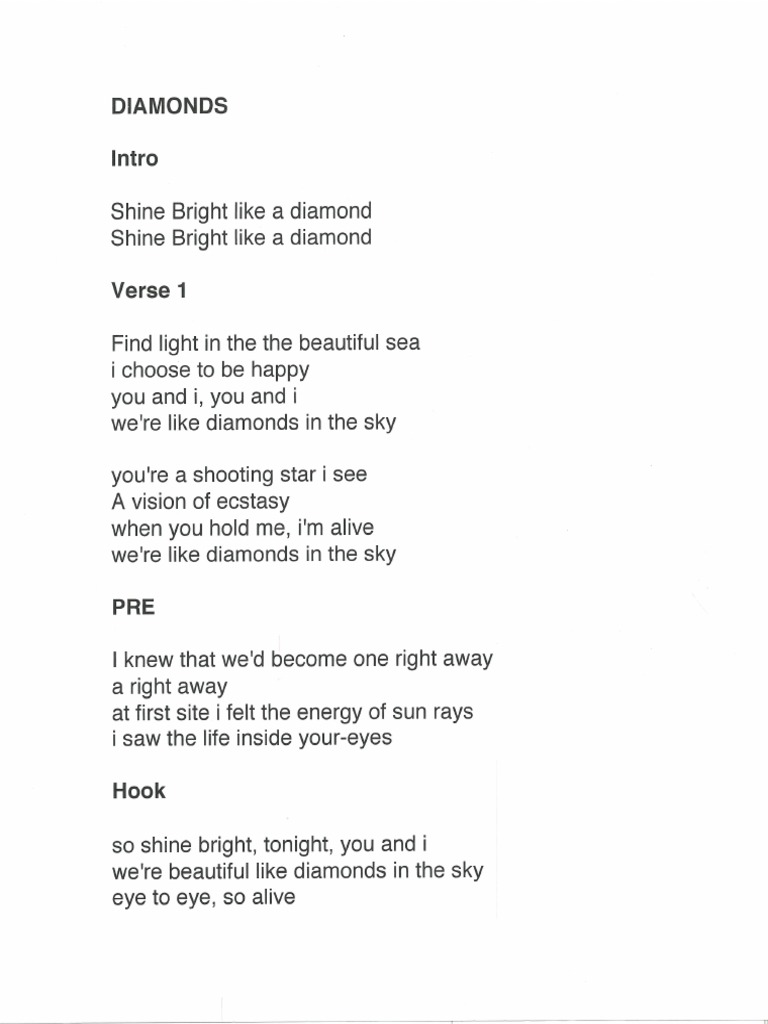 Diamond Lyrics Contemporary Music Rhythm And Blues