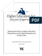 Opening the Doors to Higher Education Perspectives on the Higher Education Act 40 Years Later