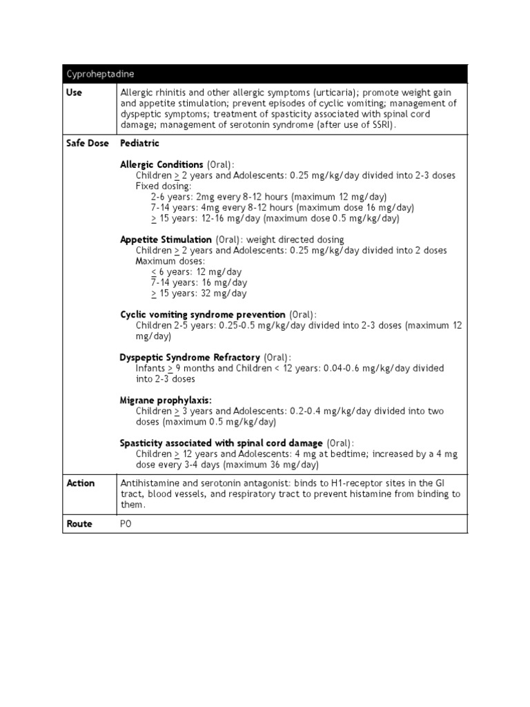 Cyproheptadine Final | PDF | Allergy | Drugs