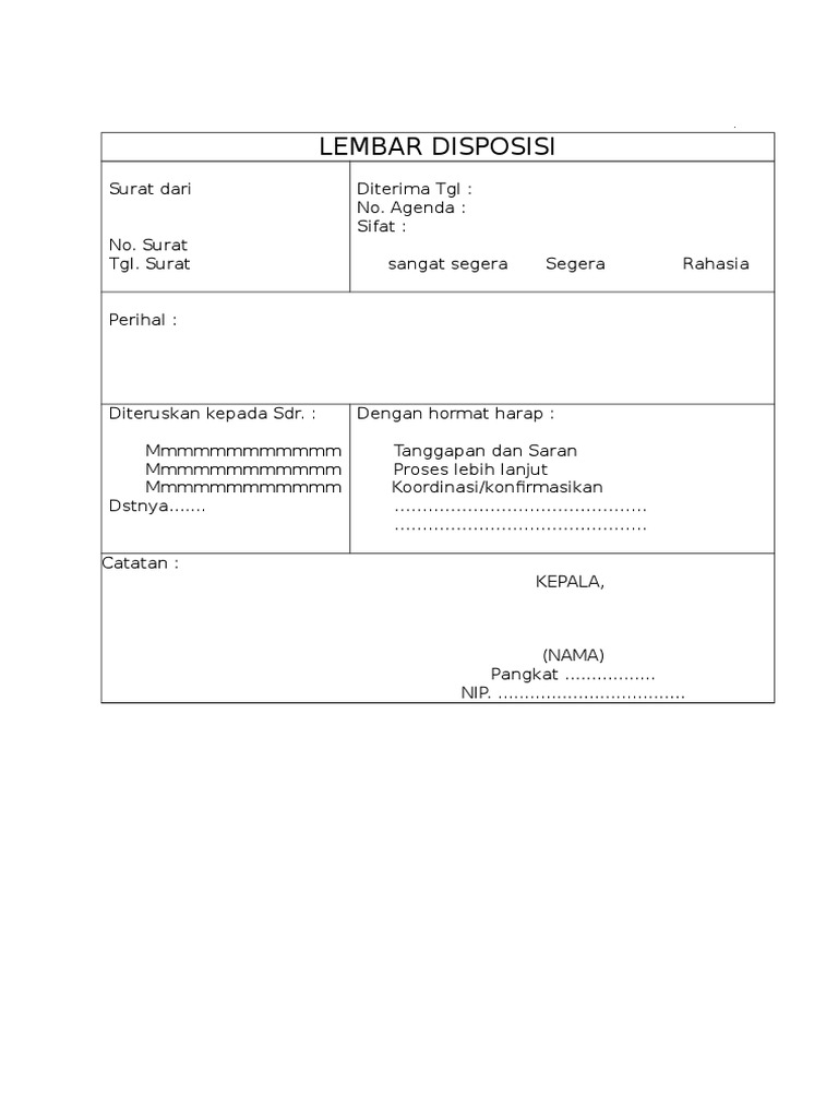 Lembar Disposisi Doc