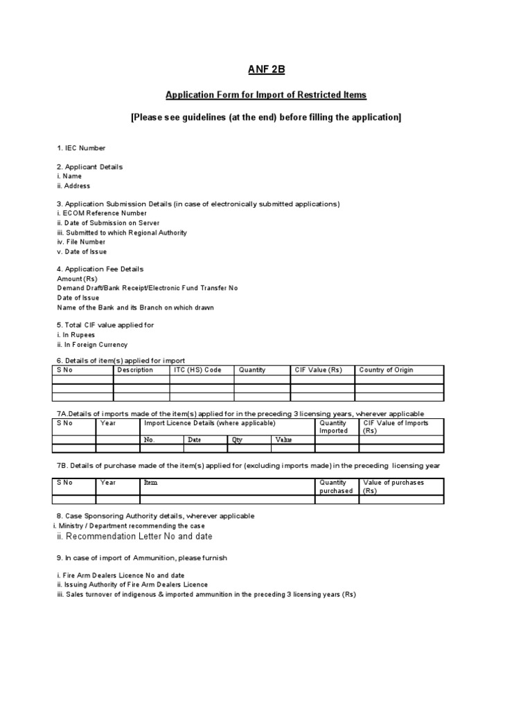 Import Application for Restricted Items | PDF | Receipt | Government