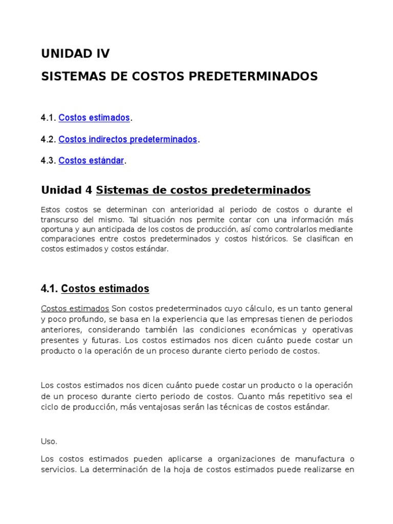 Sistemas de Costos Predeterminados | PDF | Costo | Presupuesto
