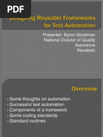 Designing Reusable Frameworks For Test Automation