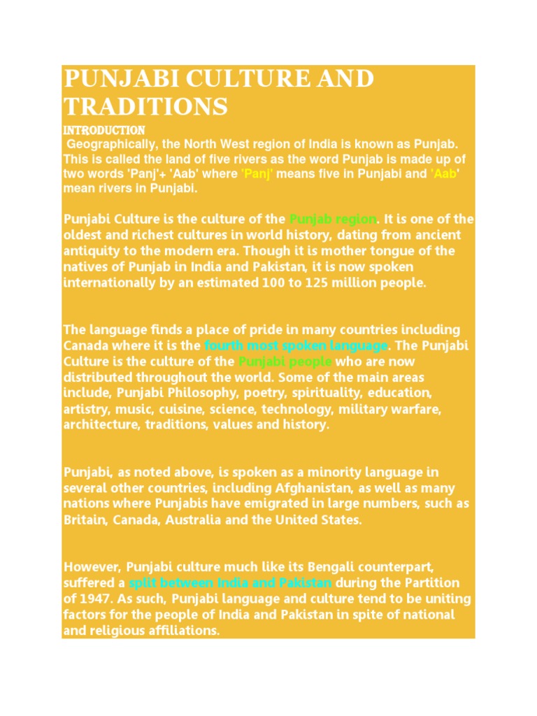 Punjabi Culture and Traditions: Punjab Region | PDF | Curry | South ...