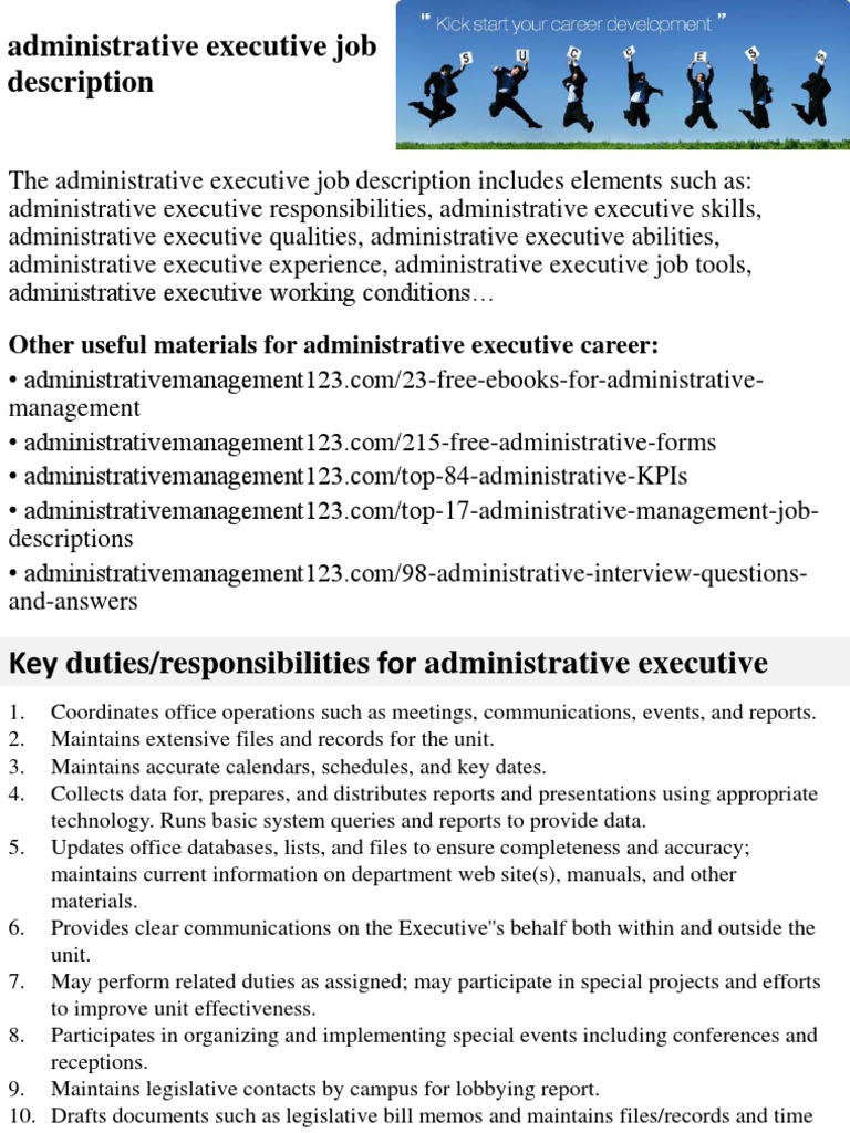 Administrative Executive Job Description PDF Competence (Human