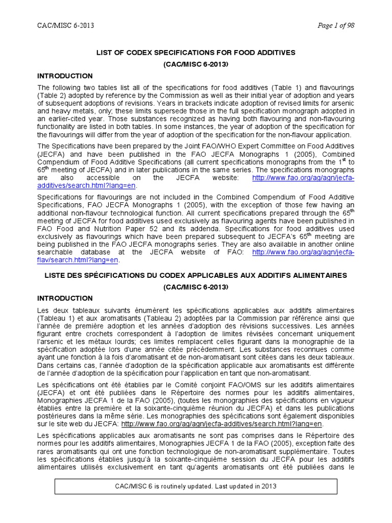 Codex Alimentarius | PDF | Calcium | Magnesium