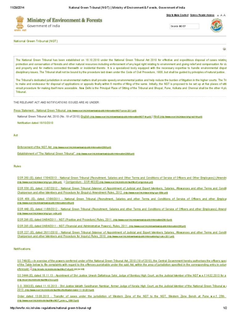 National Green Tribunal Overview | PDF | Government Of India | Justice