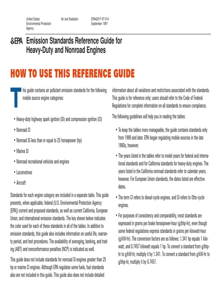 Emission Standards Reference Guide for HeavyDuty and Nonroad Engines