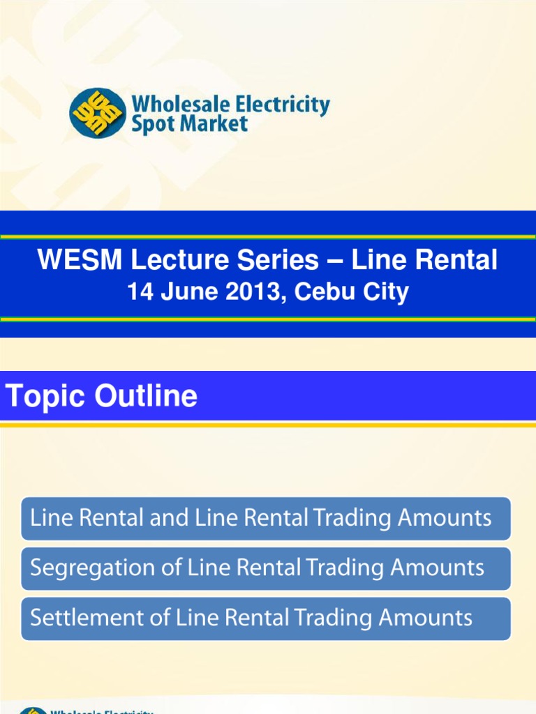 WESM Line Rental Overview and Trading | PDF | Electric Power ...